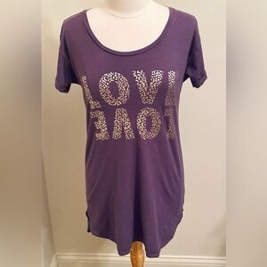 Victoria’s Secret Purple Gold Leopard Love Scoop Neck Short Sleeve Sleep Shirt S